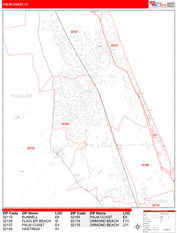 Palm Coast Digital Map Red Line Style